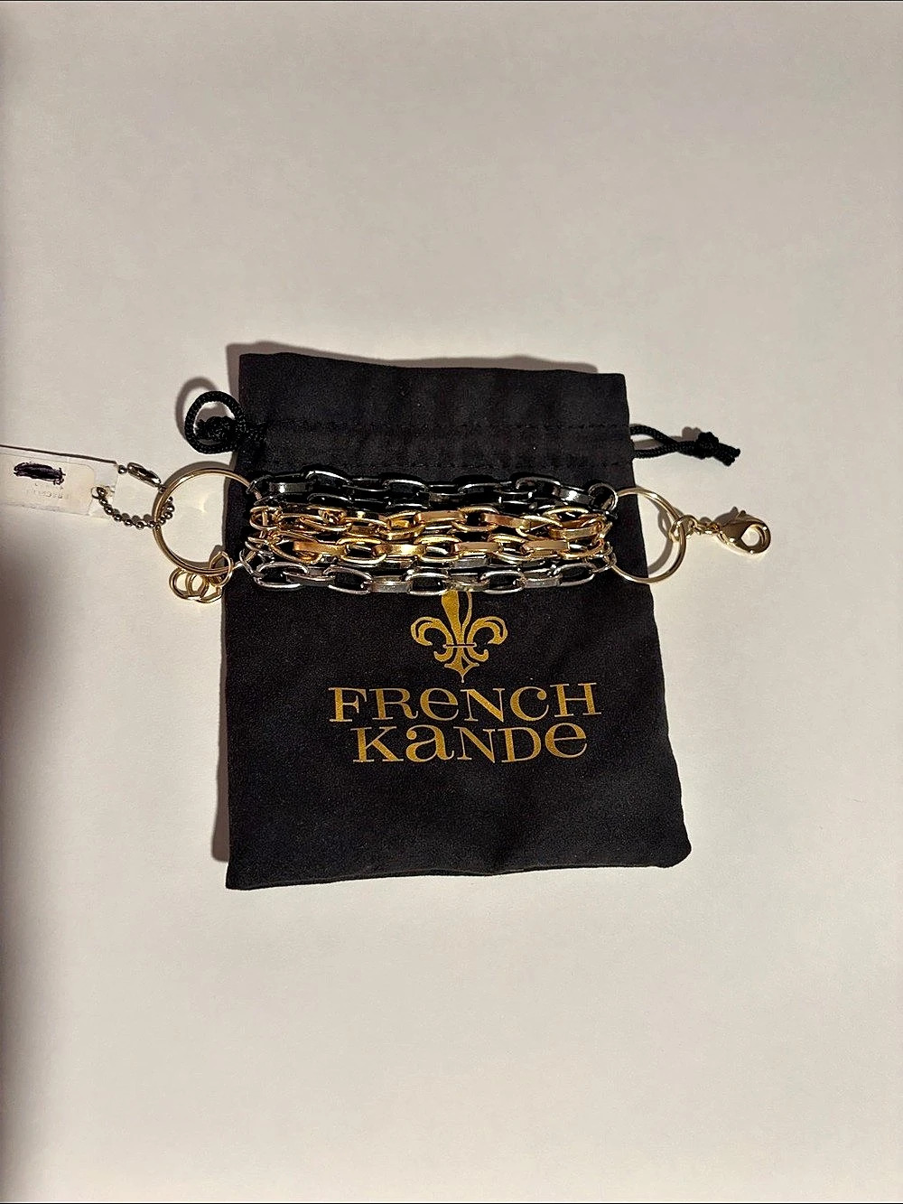 French Kande Layered Chain Link Bracelet Gold & Silver NWT